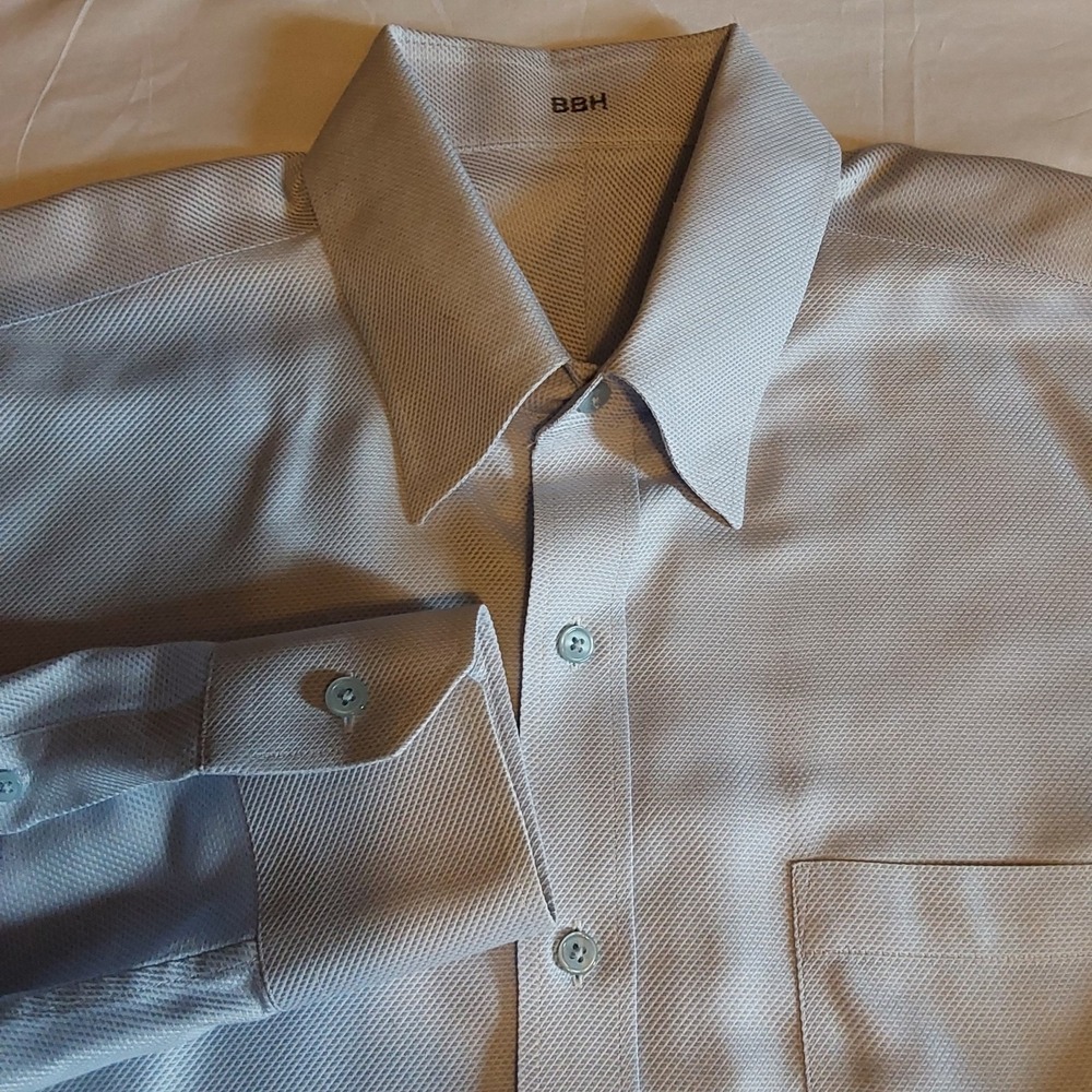 J Hilburn Men's Designer Custom Non-Iron Dress Shirt 17 34-35 Blue Diamond Print